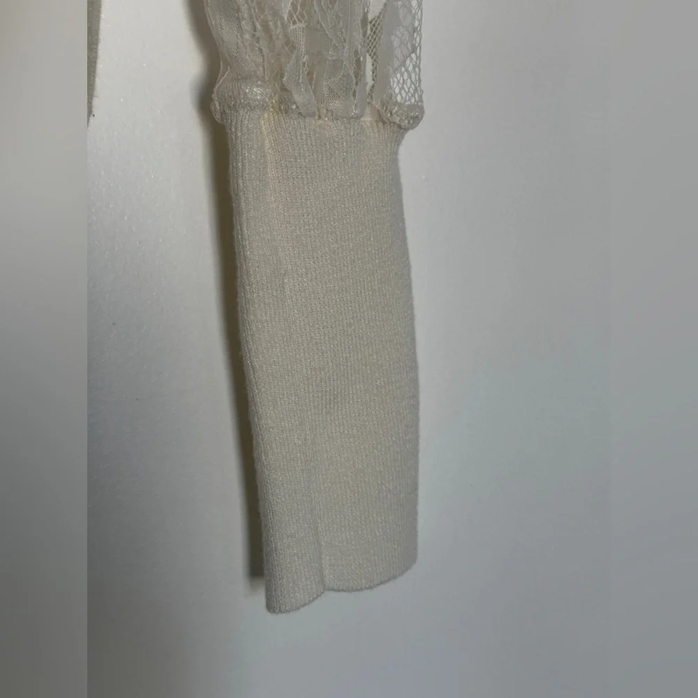 Anthropologie Ivory Lace Sleeve Sweater - Picture 9 of 11